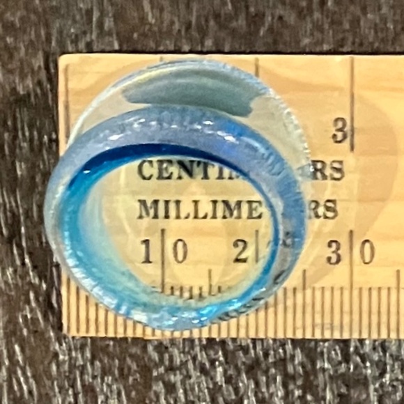 Glass Teal and Silver Ring - Picture 4 of 5
